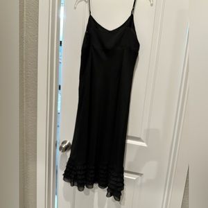 Black Spaghetti Strapped, Ruffled Bottom, Crepe, Cocktail Dress